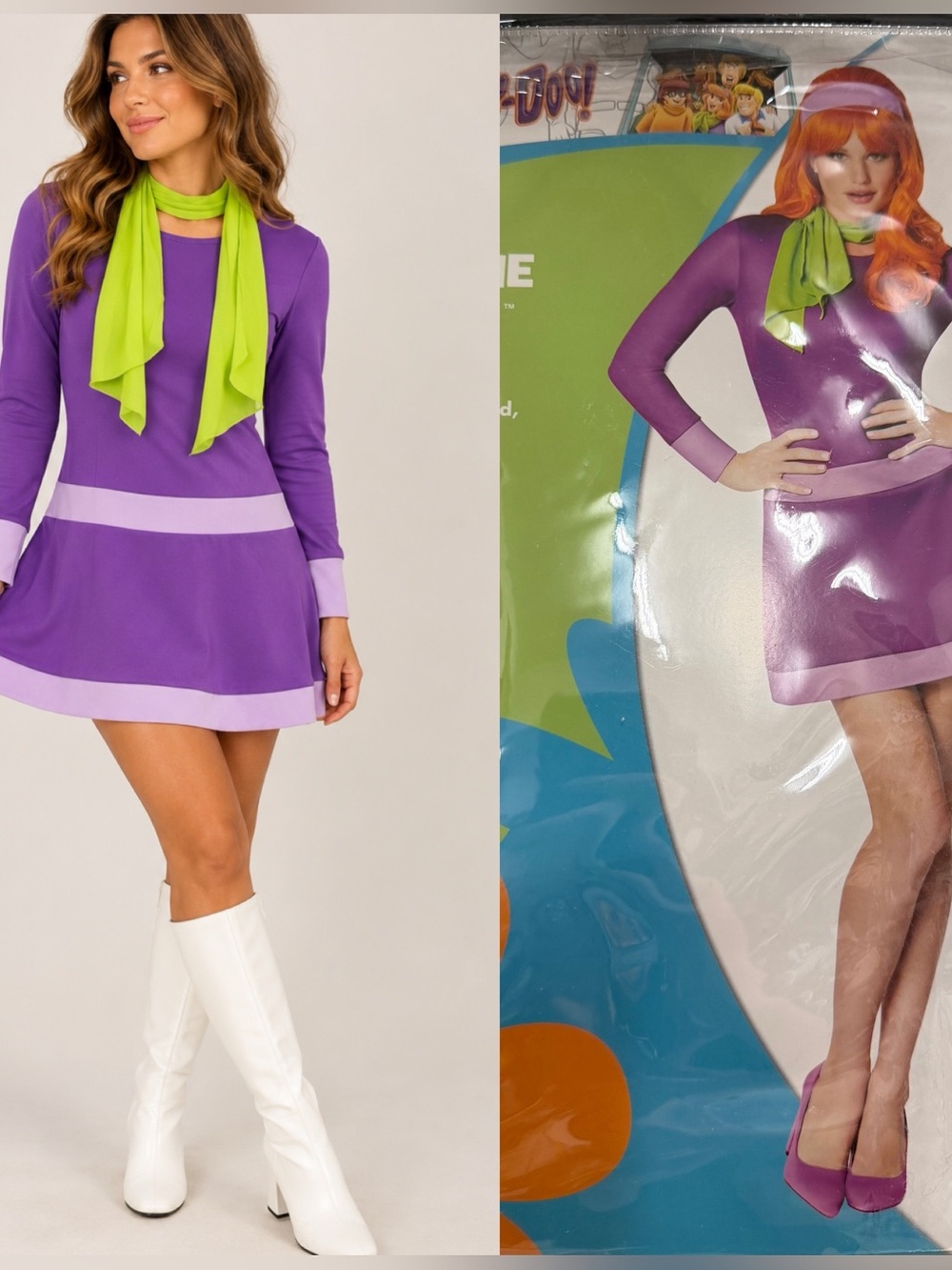 Scooby-Doo Daphne Blake Halloween Costume Dress & Scarf Large